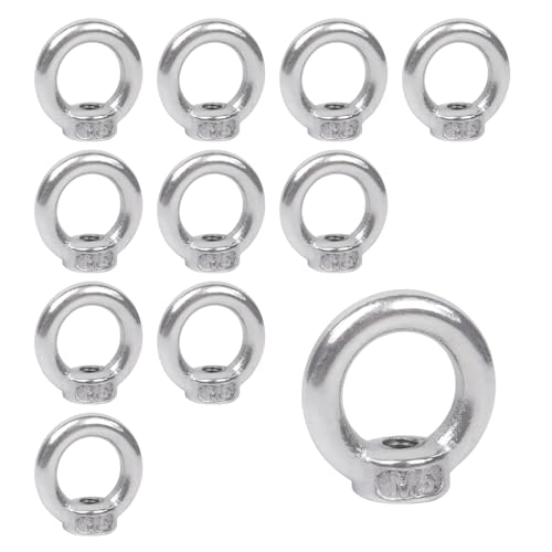 Ringmutter M5,12 Stück 304 Edelstahl Ringmuttern Gewinde Ösenmutter Ringschraube M6 Hardware Ringösen für Hebezubehör Ringmutter von Qaziuy