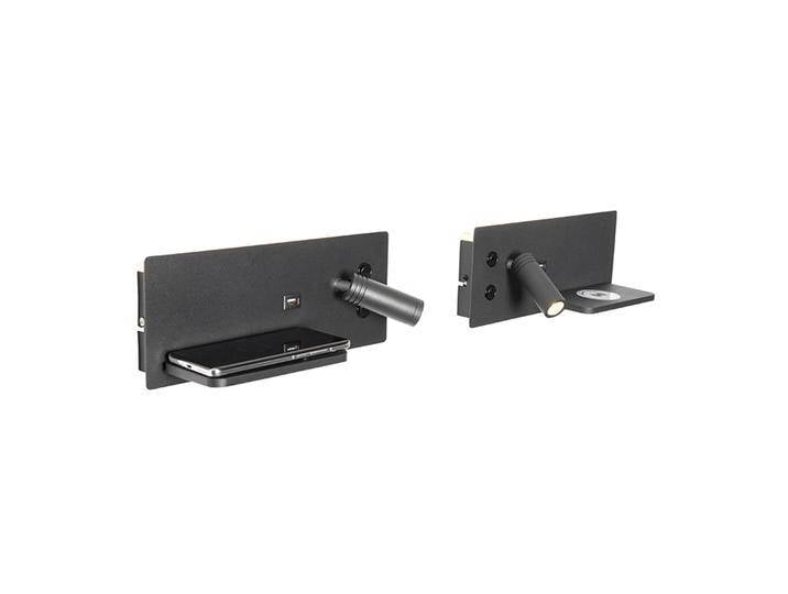 2er Set Wandleuchte schwarz inkl. LED mit USB und von Qazqa