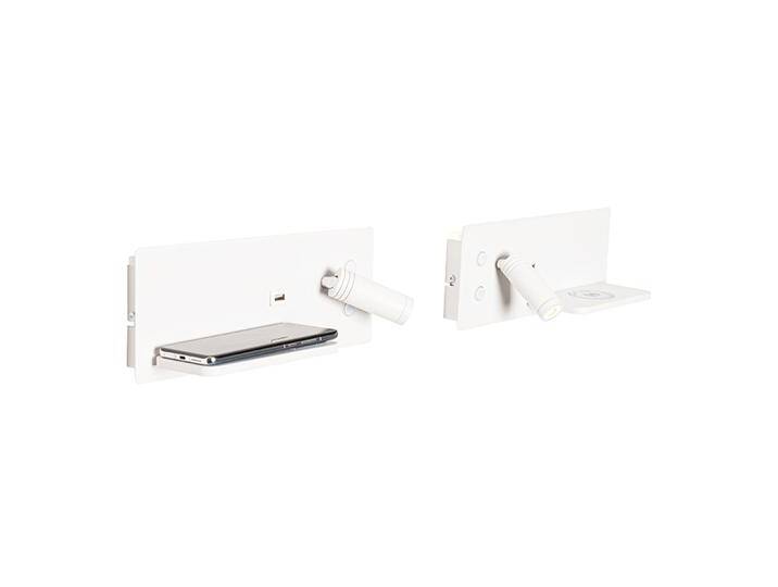 2er-Set Wandleuchten weiß inkl. LED mit USB und von Qazqa