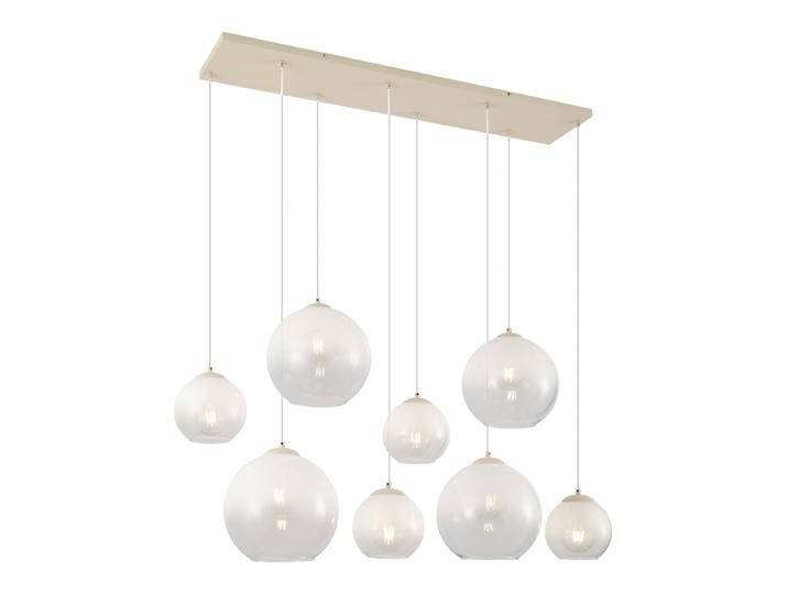 Art-Deco-Hängelampe beige mit weißem Glas 8-flammig - Sandra Art-Deco-Hängelampe beige mit weißem Glas 8-flammig - Sandra von Qazqa