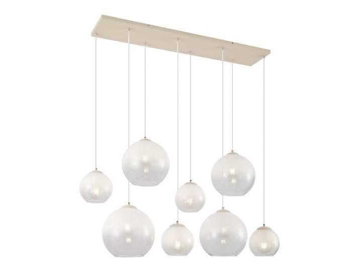 Art-Deco-Hängelampe beige mit weißem Glas 8-flammig - Sandra Art-Deco-Hängelampe beige mit weißem Glas 8-flammig - Sandra von Qazqa