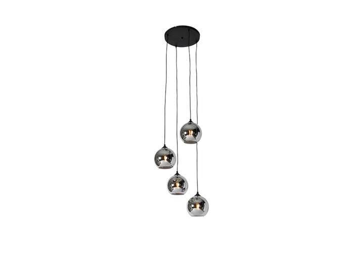 Art-Deco-Hängelampe schwarz mit Rauchglas 4-flammig - Wallace von Qazqa