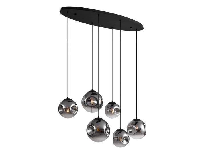 Art-Deco-Hängelampe schwarz mit ovaler Deckenplatte und Rauchglas Art-Deco-Hängelampe schwarz mit ovaler Deckenplatte und Rauchglas von Qazqa