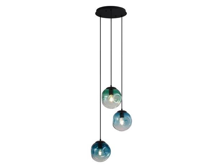Art-Deco-Hängeleuchte schwarz mit blauem und grünem Glas Art-Deco-Hängeleuchte schwarz mit blauem und grünem Glas von Qazqa
