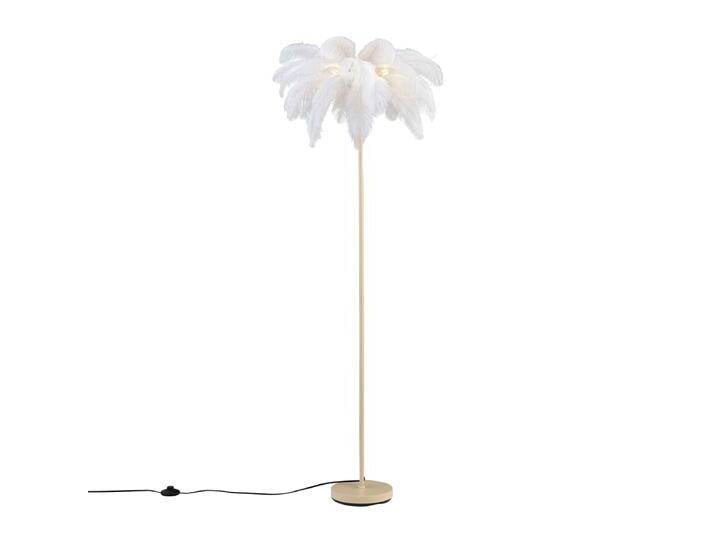 Art-Deco-Stehleuchte Beige mit weißen Federn - Peahen Art-Deco-Stehleuchte Beige mit weißen Federn - Peahen von Qazqa