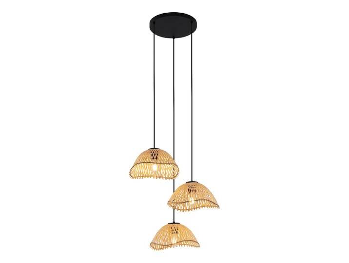 Boho-Hängelampe Schwarz mit Bambus 3-flammig - Lily von Qazqa