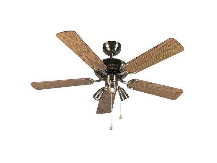 Bronzefarbener Deckenventilator mit Holz 110cm 3-Leuchten mit von Qazqa