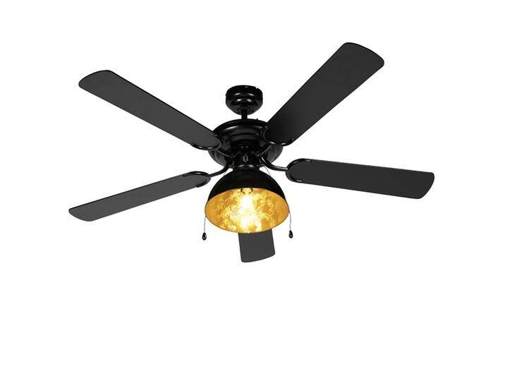 Deckenventilator schwarz mit Beige 130cm mit Zugkordel - Mistral von Qazqa