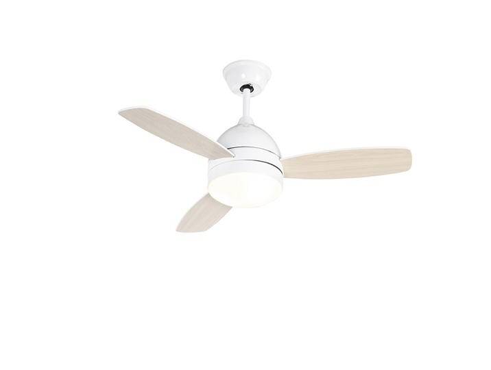 Deckenventilator weiß mit Holzaufdruck 96cm mit Fernbedienung - von Qazqa