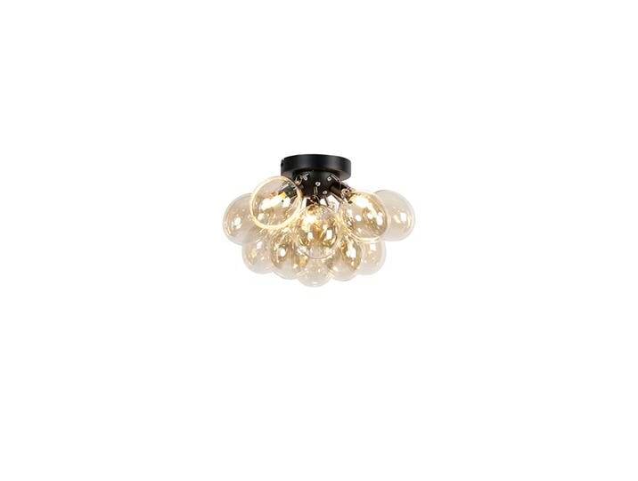 Design Deckenleuchte schwarz mit Braunglas 3-Licht - Uvas von Qazqa