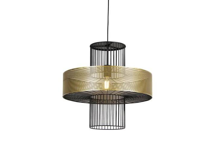Design Hängelampe Gold mit schwarz 50 cm - Tess von Qazqa