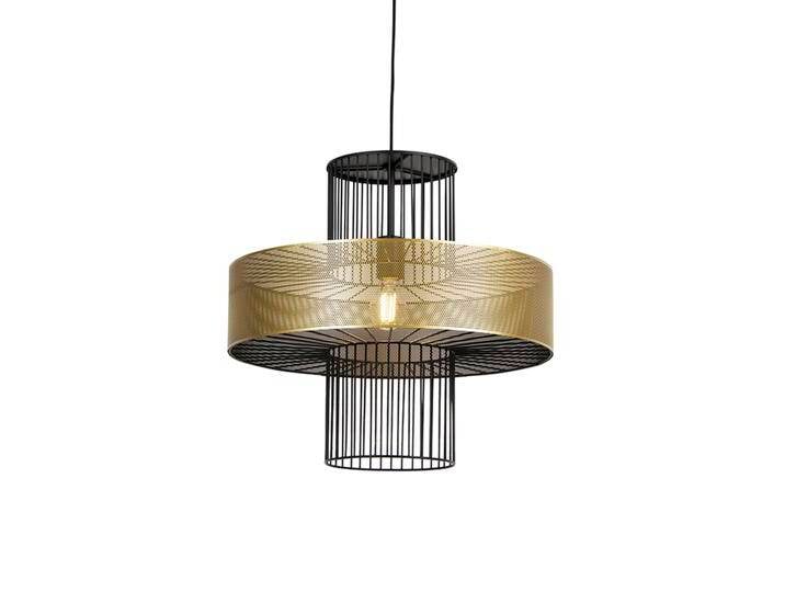 Design Hängelampe Gold mit schwarz 50 cm - Tess von Qazqa