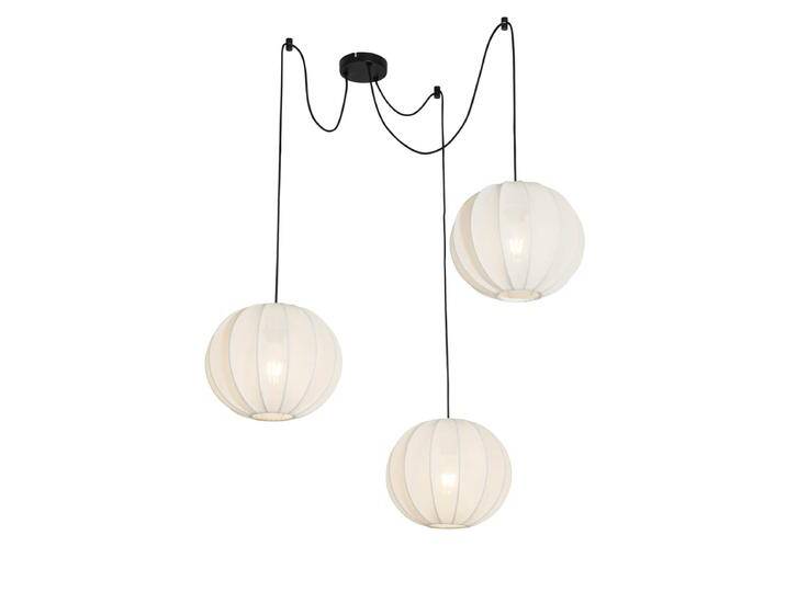 Design-Pendelleuchte weiß Seide 30 cm 3-Licht - Plu von Qazqa
