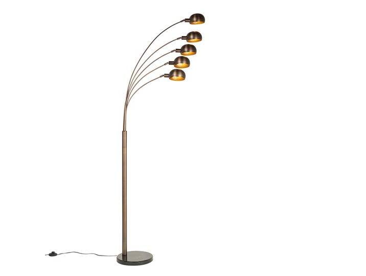 Design-Stehlampe dunkelbronze mit goldenen 5 Lichtern - Sixties Design-Stehlampe dunkelbronze mit goldenen 5 Lichtern - Sixties von Qazqa