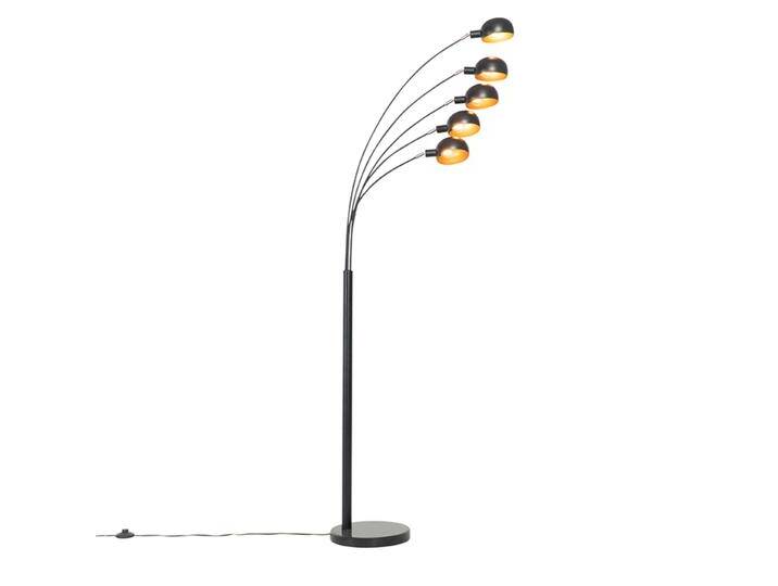 Design-Stehlampe schwarz mit Gold 5 Lichter - Sixties Marmo von Qazqa