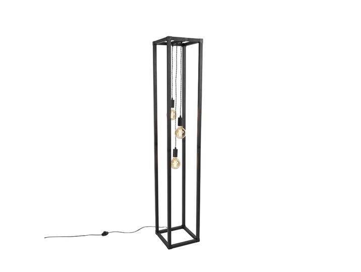 Design Stehleuchte schwarz 3-Licht - Käfig von Qazqa