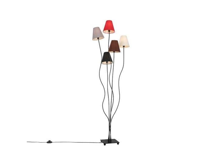 Design Stehleuchte schwarz mit Stoffschirm 5-flammig - Melis Design Stehleuchte schwarz mit Stoffschirm 5-flammig - Melis von Qazqa