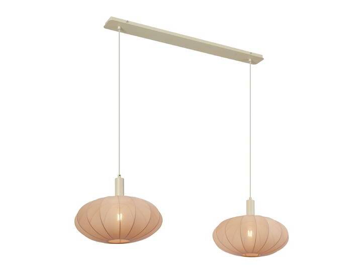 Japandi Hängelampe Beige mit Stoffschirm 2-flammig - Bida von Qazqa