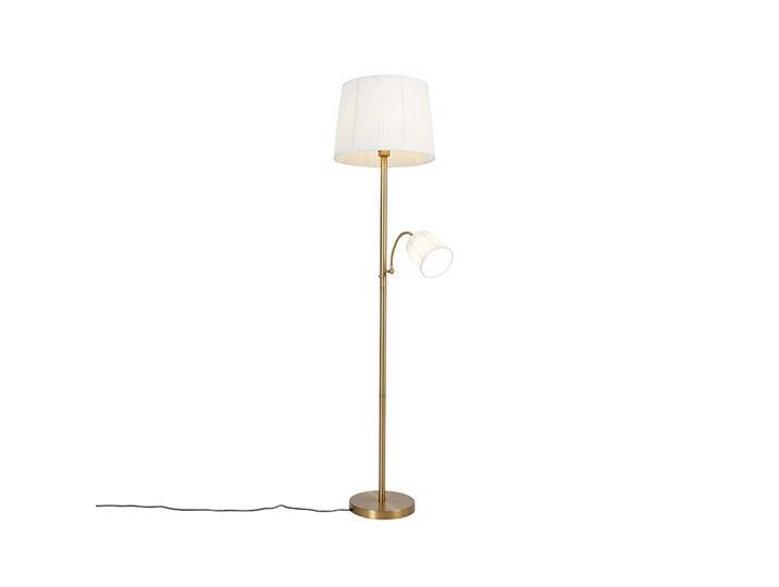Klassische Stehleuchte Bronze Stoffschirm Weiß mit Leselampe - Klassische Stehleuchte Bronze Stoffschirm Weiß mit Leselampe - von Qazqa
