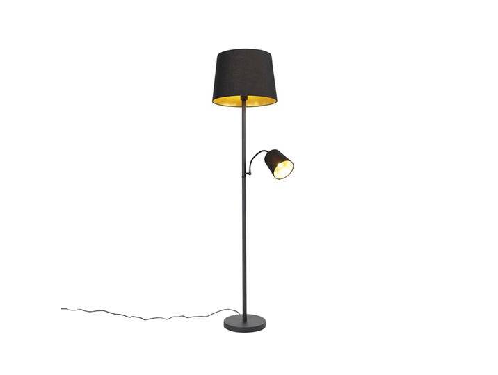 Klassische Stehlampe schwarz mit Gold und Leselicht - Retro Klassische Stehlampe schwarz mit Gold und Leselicht - Retro von Qazqa