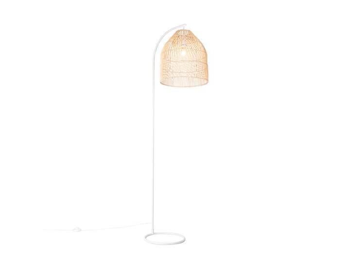 Land Stehlampe weiß mit Rattan - Sam von Qazqa