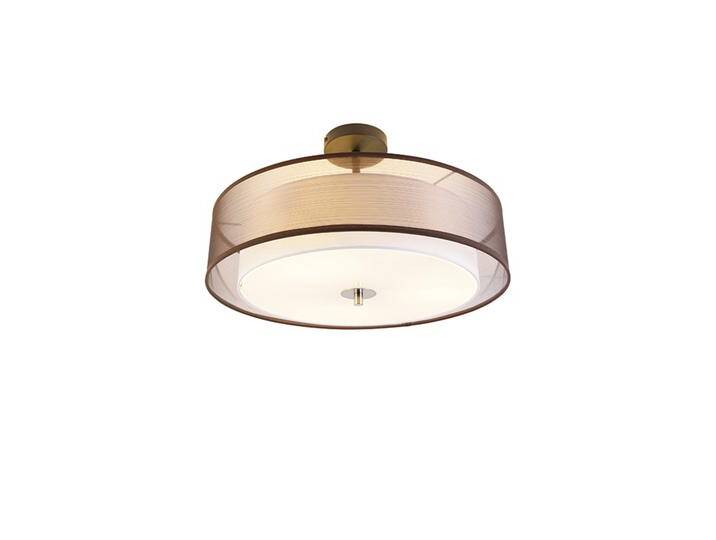 Moderne Deckenleuchte braun mit weiß 50 cm 3 Lichter - Drum Duo von Qazqa
