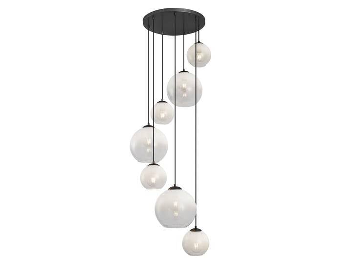 Moderne Hängelampe schwarz mit weißem Glas rund 7-flammig - Misty Moderne Hängelampe schwarz mit weißem Glas rund 7-flammig - Misty von Qazqa