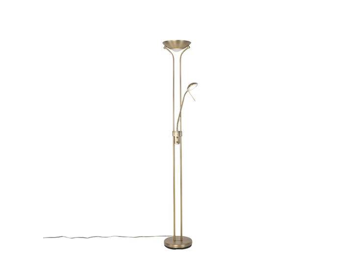 Moderne Stehlampe Bronze mit Leselampe inkl. LED dunkel bis warm von Qazqa