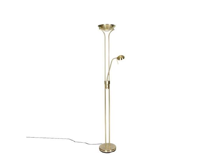 Moderne Stehleuchte Messing mit Leselampe inkl. LED dim to warm - von Qazqa