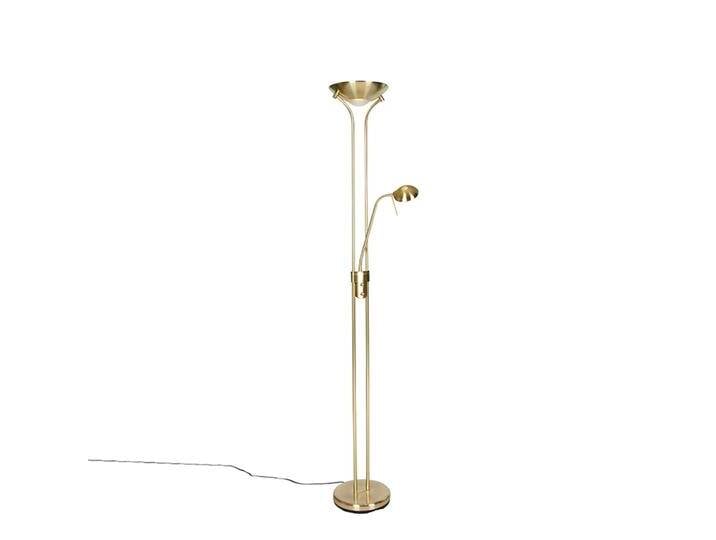 Moderne Stehleuchte Messing mit Leselampe inkl. LED dim to warm - von Qazqa
