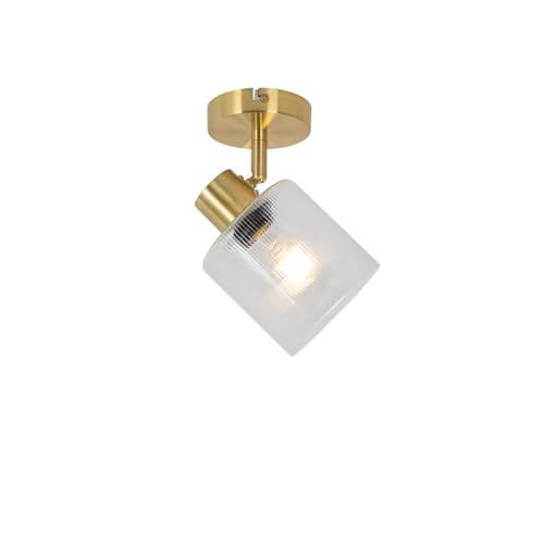 Qazqa - Art Deco Art Deco Deckenstrahler Gold I Messing mit Glas verstellbar – Laura I Wohnzimmer I Schlafzimmer - Rund - LED geeignet E27 von Qazqa