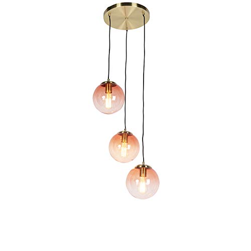 Qazqa - Art Deco Art Deco Hängelampe I Pendellampe I Pendelleuchte Messing 45 cm 3-flammig-hellrosa - Pallon I Wohnzimmer I Schlafzimmer - Glas Kugel I Kugelförmig I Länglich - LED geeignet E27 Qazqa - Art Deco Art Deco Hängelampe I Pendellampe I Pendelleuchte Messing 45 cm 3-flammig-hellrosa - Pallon I Wohnzimmer I Schlafzimmer - Glas Kugel I Kugelförmig I Länglich - LED geeignet E27 von Qazqa