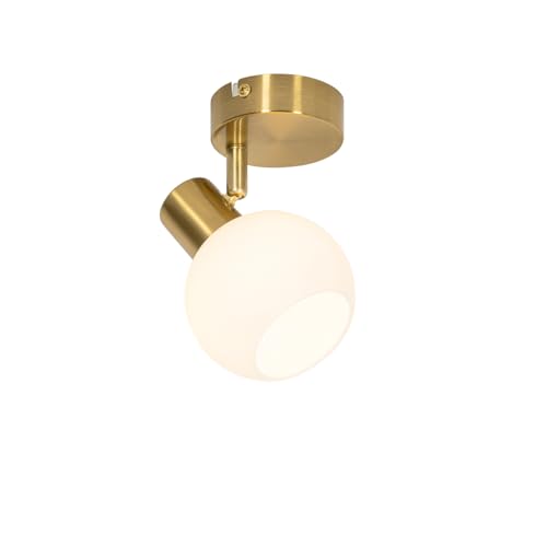 Qazqa - Art Deco Art-Deco-Spot I Spotlight I Deckenspot I Deckenstrahler I Strahler I Lampe I Leuchte Gold I Messing mit Opalglas verstellbar – Anouk I Wohnzimmer - Rund - LED geeignet E14 Qazqa - Art Deco Art-Deco-Spot I Spotlight I Deckenspot I Deckenstrahler I Strahler I Lampe I Leuchte Gold I Messing mit Opalglas verstellbar – Anouk I Wohnzimmer - Rund - LED geeignet E14 von Qazqa