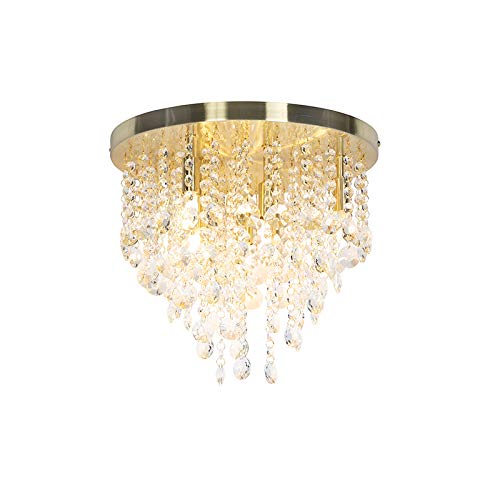Qazqa - Art Deco Klassische Deckenleuchte I Deckenlampe I Lampe I Leuchte Gold I Messing I Messing 35 cm - Medusa I Wohnzimmer I Schlafzimmer - Glas Rund - LED geeignet G9 von Qazqa