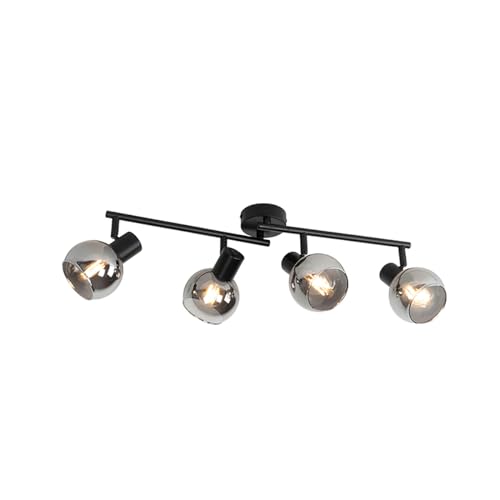 QAZQA - Art Deco Smarte Deckenleuchte I Deckenlampe I Lampe I Leuchte schwarz mit Rauchglas inkl. 4-flammig Spotbalken WiFi P4-flammig Spotbalken5 - Vidro Dimmer I Dimmbar I Wohnzimmer I Schlafzimmer QAZQA - Art Deco Smarte Deckenleuchte I Deckenlampe I Lampe I Leuchte schwarz mit Rauchglas inkl. 4-flammig Spotbalken WiFi P4-flammig Spotbalken5 - Vidro Dimmer I Dimmbar I Wohnzimmer I Schlafzimmer von Qazqa