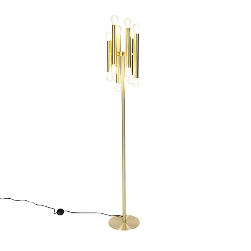 QAZQA - Art Deco Vintage Stehlampe Gold I Messing 12-Licht -Tubi I Wohnzimmer I Schlafzimmer - Stahl Länglich - LED geeignet E27 von Qazqa