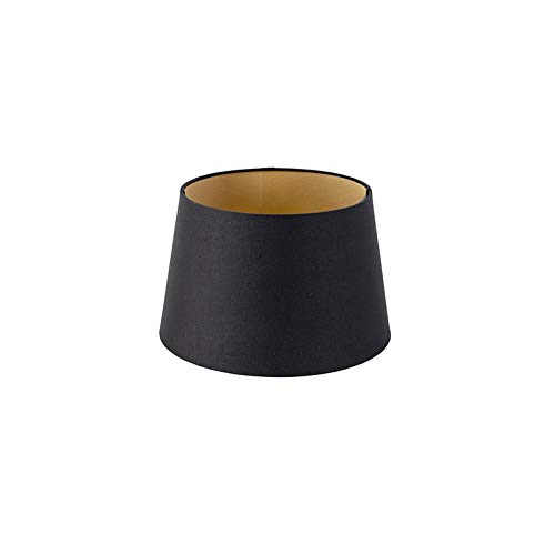 QAZQA Baumwolle Baumwolllampenschirm schwarz 25I20I16 mit Gold I Messingenem Interieur, von Qazqa