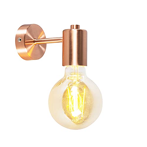 Qazqa - Design Art Deco Wandleuchte Kupfer Verstellbar - Facil I Wohnzimmer I Schlafzimmer - Stahl Rund - LED geeignet E27 von Qazqa