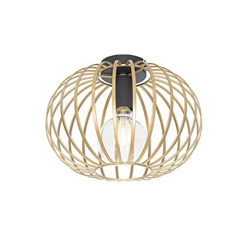 Qazqa - Design Design-Deckenleuchte I Deckenlampe I Lampe I Leuchte Gold I Messing 30 cm - Johanna I Wohnzimmer I Schlafzimmer - Stahl Rund - LED geeignet E27 von Qazqa