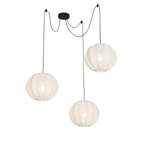 QAZQA - Design Design-Pendelleuchte I Pendellampe I Hängelampe I Pendellampe I Pendelleuchte I Lampe I Leuchte weiß Seide 3-flammig0 cm 3-flammig-Licht - Plu I Wohnzimmer I Schlafzimmer - Textil Kugel QAZQA - Design Design-Pendelleuchte I Pendellampe I Hängelampe I Pendellampe I Pendelleuchte I Lampe I Leuchte weiß Seide 3-flammig0 cm 3-flammig-Licht - Plu I Wohnzimmer I Schlafzimmer - Textil Kugel von Qazqa