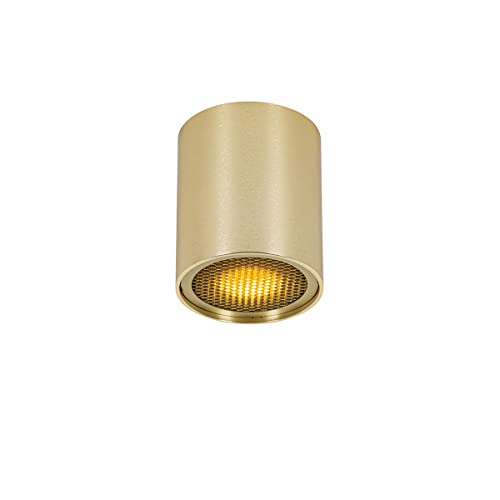 QAZQA - Design Design-AufbauSpot I Spotlight I Deckenspot I Deckenstrahler I Strahler I Lampe I Leuchte Gold I Messing GU10 50mm - Tubo Honey I Wohnzimmer I Schlafzimmer - Aluminium Zylinder - LED gee von Qazqa