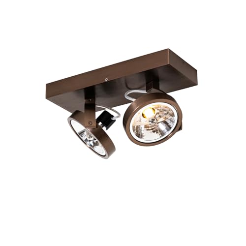 QAZQA - Design Design-Spot I Spotlight I Deckenspot I Deckenstrahler I Strahler I Lampe I Leuchte dunkelbronze verstellbar 2-flammig-flammig - Go I Wohnzimmer I Schlafzimmer - Aluminium Rechteckig - L von Qazqa