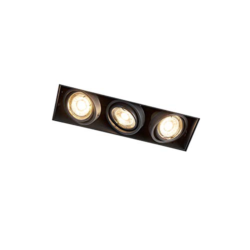 Qazqa - Design Einbaustrahler schwarz dreh- und kippbar trimmlos - Oneon 3 I Wohnzimmer I Schlafzimmer - Stahl Rechteckig - LED geeignet GU10 Qazqa - Design Einbaustrahler schwarz dreh- und kippbar trimmlos - Oneon 3 I Wohnzimmer I Schlafzimmer - Stahl Rechteckig - LED geeignet GU10 von Qazqa