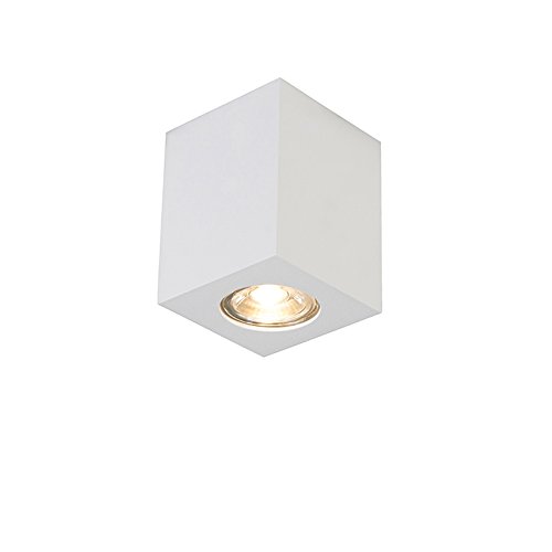 QAZQA - Design Design-AufbauSpot I Spotlight I Deckenspot I Deckenstrahler I Strahler I Lampe I Leuchte weiß GU10 50mm - Quba 2 I Wohnzimmer I Schlafzimmer - Stahl Würfel - LED geeignet GU10 von Qazqa
