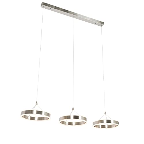 QAZQA - Design Hängelampe I Pendellampe I Pendelleuchte Stahl I Silber I nickel matt länglich inkl. LED 3-flammig-Stufen dimmbar 3-flammig-Licht - Lyani I Wohnzimmer I Schlafzimmer - Aluminium Länglic QAZQA - Design Hängelampe I Pendellampe I Pendelleuchte Stahl I Silber I nickel matt länglich inkl. LED 3-flammig-Stufen dimmbar 3-flammig-Licht - Lyani I Wohnzimmer I Schlafzimmer - Aluminium Länglic von Qazqa