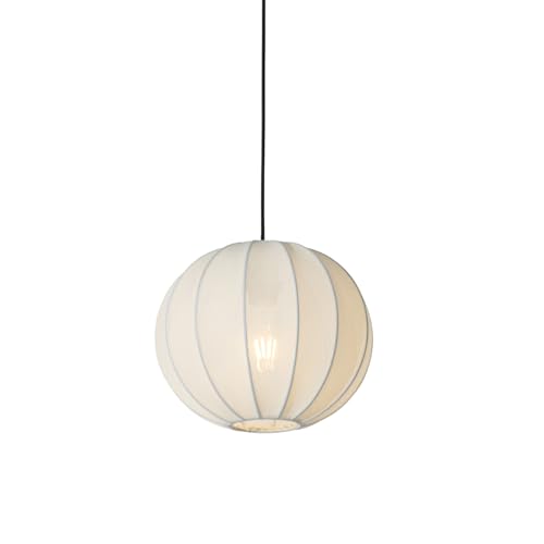 QAZQA - Design Japandi-Pendelleuchte I Pendellampe I Hängelampe I Pendellampe I Pendelleuchte I Lampe I Leuchte Weiß Seide 30cm - Plu I Wohnzimmer I Schlafzimmer - Textil Kugel I Kugelförmig - LED gee von Qazqa