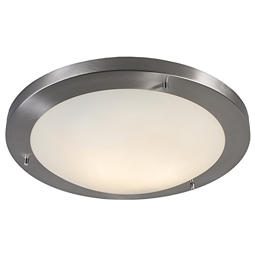 QAZQA - Design Moderne Außen Deckenleuchte I Deckenlampe I Lampe I Leuchte Stahl I Silber I nickel matt 41 cm IP44 - Yuma I Außenbeleuchtung I Wohnzimmer I Schlafzimmer - Stahl Rund - LED geeignet E27 von Qazqa