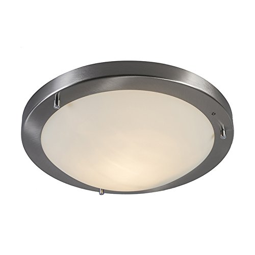 Qazqa - Design Moderne Außen Deckenleuchte I Deckenlampe I Lampe I Leuchte Stahl I Silber I nickel matt IP44 - Yuma 31 I Außenbeleuchtung I Wohnzimmer I Schlafzimmer - Stahl Rund - LED geeignet E27 von Qazqa