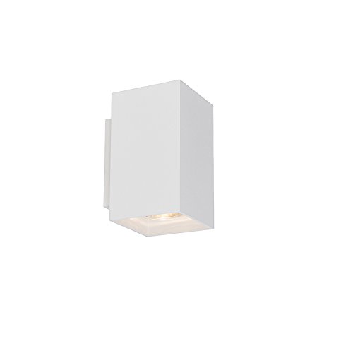 Qazqa - Design Moderne Wandleuchte quadratisch weiß - SandyI 2-flammig I Wohnzimmer I Schlafzimmer I Up & Down - Stahl Rechteckig - LED geeignet GU10 von Qazqa