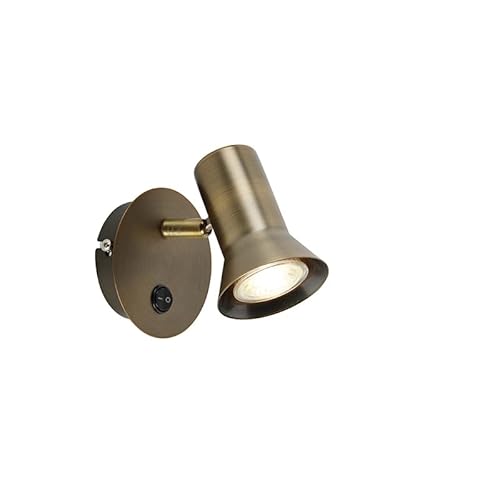 QAZQA - Design Smarter WandWand Spot I Spotlight I Strahler I Lampe I Leuchte Bronze dreh- und neigbar mit Schalter inkl. Wifi GU10 50mm - Karin 1 I Wohnzimmer I Schlafzimmer - Stahl Rund - LED geeign von Qazqa